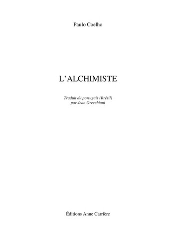 L'alchimiste (French language, 1988)